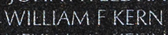 Edngraving on The Wall of the name of Specialist Four William F. Kern, U.S. Army